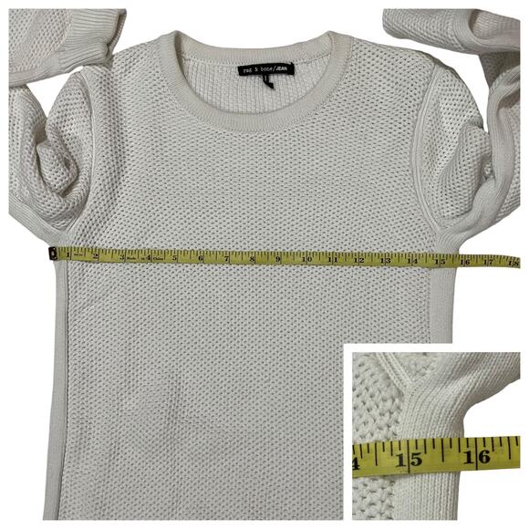 Rag & Bone/Jean Cotton Knit Crewneck Sweater - White - XS - Picture 5 of 13